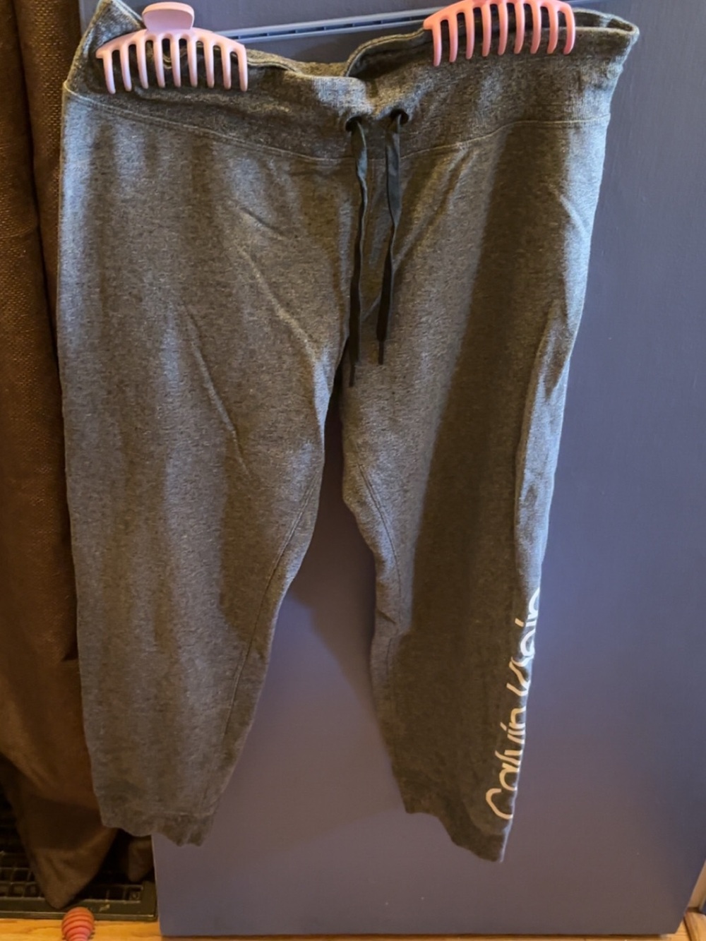 Calvin Klein Dark Heather Gray Drawstring Track Joggers